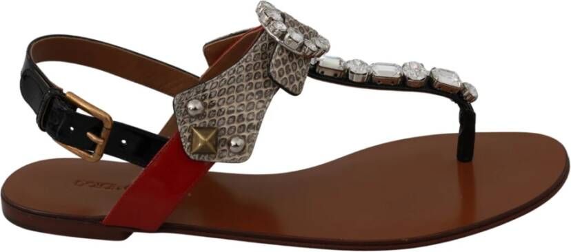 Dolce & Gabbana Sandalen met kristallen versiering Brown Dames