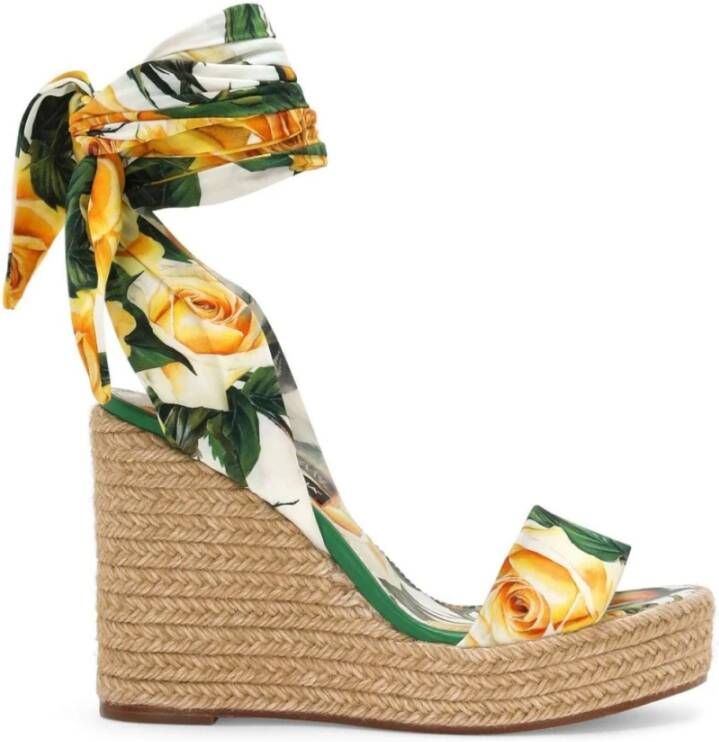 Dolce & Gabbana Sandalen met Bloemenprint en Sleehak Multicolor Dames