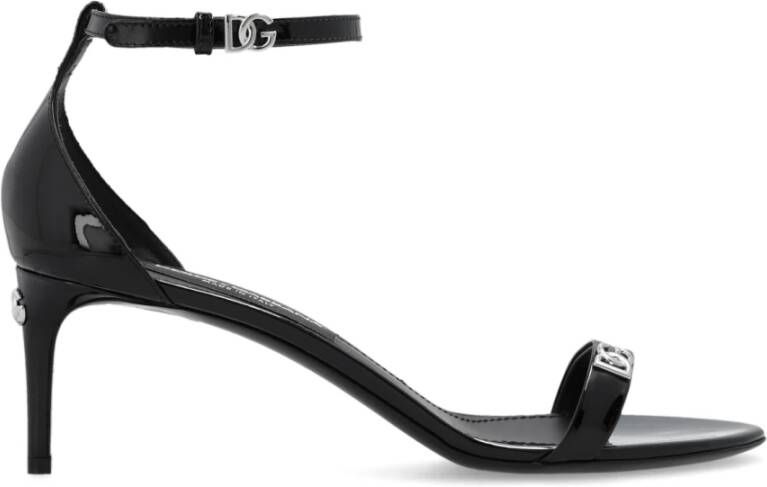 Dolce & Gabbana Zwarte spiegeleffect leren sandalen Black Dames