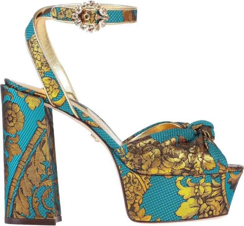 Dolce & Gabbana Keira Jacquard Hoge Hak Sandalen Green Dames