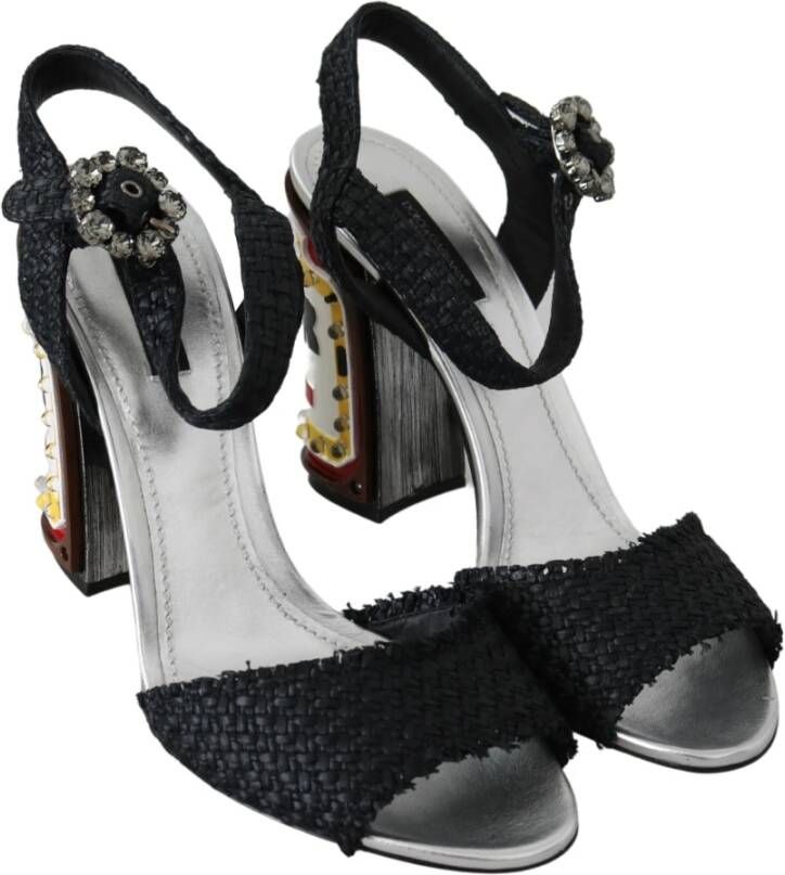 Dolce & Gabbana Zwarte LED Sandalen Schoenen Enkelband Black Dames