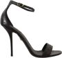 Dolce & Gabbana Zwarte Struisvogel Enkelband Hakken Sandalen Black Dames - Thumbnail 1