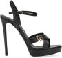 Dolce & Gabbana Zwarte Leren Hoge Hak Sandalen Black Dames - Thumbnail 1