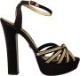 Dolce & Gabbana Zwarte Gouden Enkelband Hakken Sandalen Black Dames - Thumbnail 1