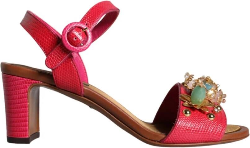 Dolce & Gabbana Versierde Keira Sandalen met Gesp Sluiting