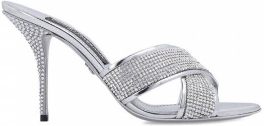 Dolce & Gabbana Zilverkleurige Kristalversierde Hakken Sandalen Gray Dames
