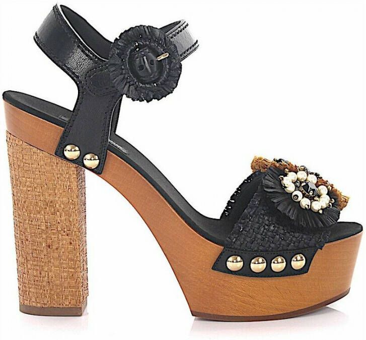 Dolce & Gabbana Stijlvolle Budapest-geïnspireerde Hoge Hak Sandalen Black Dames