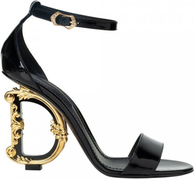 Dolce & Gabbana Zwarte Leren Barok Hak Sandalen Black Dames