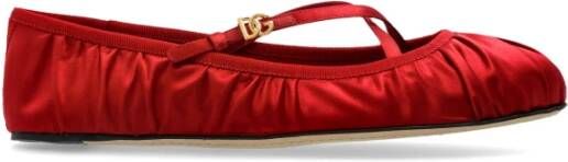 Dolce & Gabbana Rode Satijnen Ballerina's Elegante Schoenen
