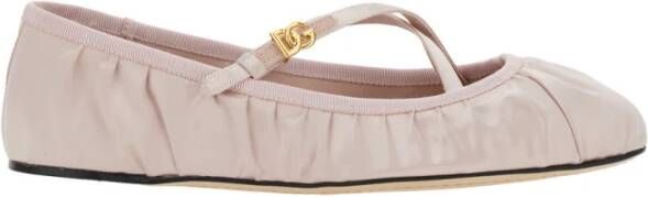 Dolce & Gabbana Satijnen Ballerina`s met Kruisbandjes