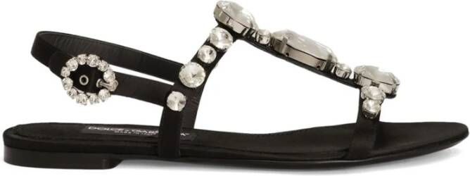 Dolce & Gabbana Satijnen sandalen met edelsteenversiering
