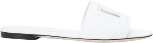 Dolce & Gabbana Ronde Neus Slides van Kalfsleer White Dames