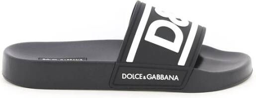 Dolce&Gabbana Sandalen Slides with DG Logo in wit