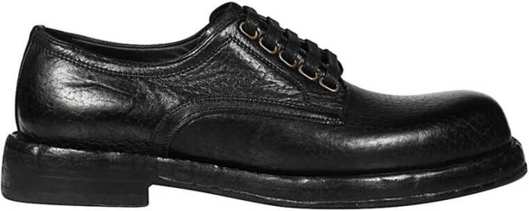 Dolce & Gabbana Zwarte Horse Leather Derby Dress Schoenen