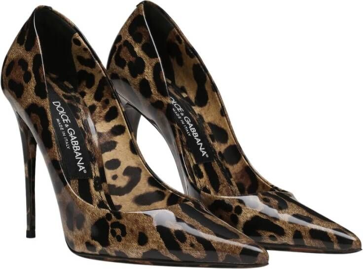 Dolce & Gabbana Animalier Bruine Kalfsleren Pumps met Hak Brown Dames