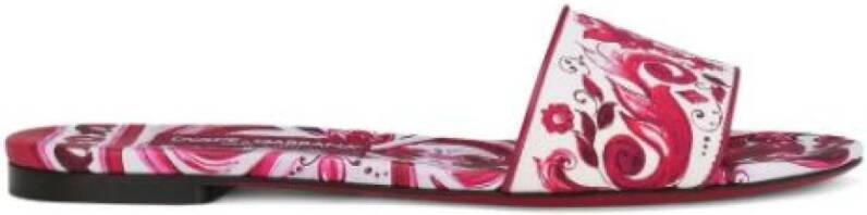 Dolce & Gabbana Fuchsia Majolica Print Platte Slides Pink Dames - Foto 4