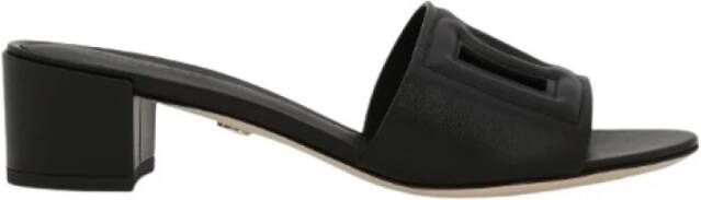 Dolce & Gabbana DG Logo Kalfsleren Pantolette Black Dames