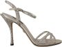 Dolce & Gabbana Silver Crystal Covered Ankle Strap Sandals Shoes Grijs Dames - Thumbnail 1