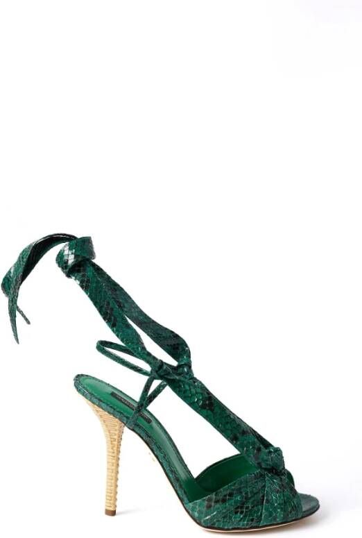 Dolce & Gabbana Slangenhak sandalen voor vrouwen Green Dames