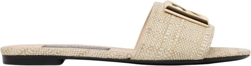 Dolce & Gabbana Raffia Logo Sandalen Beige Dames