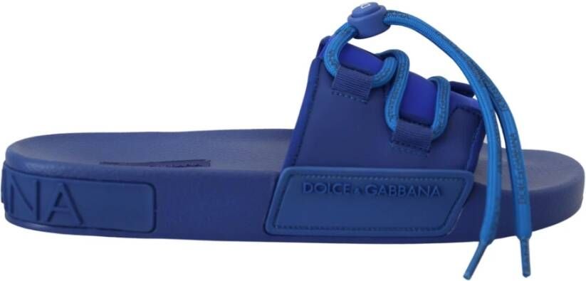 Dolce & Gabbana Blauwe Stretch Rubberen Sandalen Slides Blue Dames