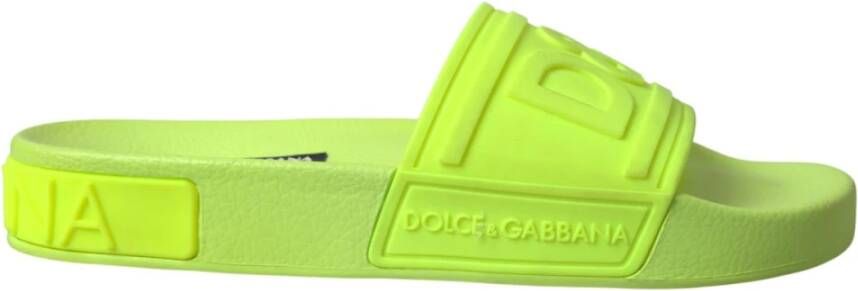 Dolce & Gabbana Logo Fluorescent Beach Slide Sandals Groen Dames