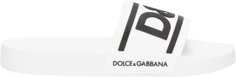 Dolce & Gabbana Logo Slippers van Rubber met Ingelegd D&G Logo White Heren