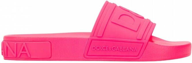 Dolce & Gabbana Slides with logo Roze Dames