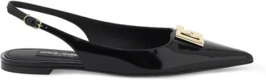 Dolce & Gabbana Slingback pumps van lakleer met DG-gesp Black Dames