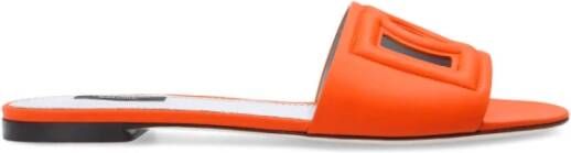 Dolce & Gabbana Slippers met logo Oranje Dames