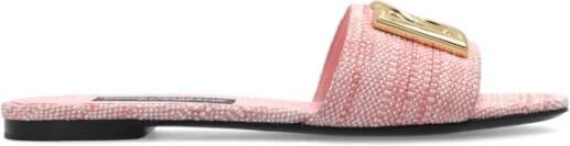 Dolce & Gabbana Rafia Slide Sandalen Pink Dames