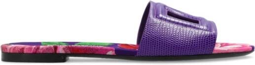 Dolce & Gabbana Slippers met logo Purple Dames