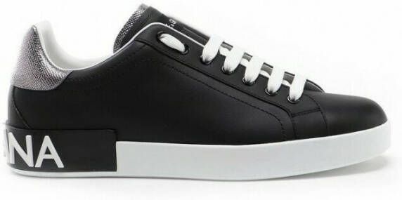 Dolce & Gabbana Portifino klassieke sneakers heren leer leer rubber 39.5 Zwart