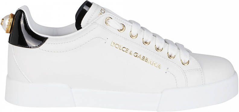 Dolce & Gabbana Witte Logo-Embellished Low-Top Sneakers White Dames