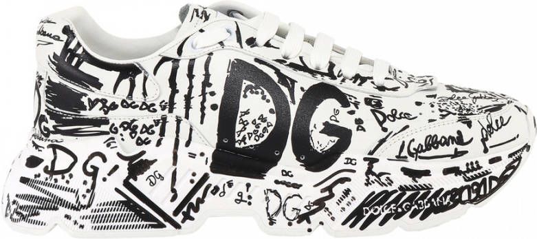 Dolce & Gabbana Graffiti Calfskin Daymaster Sneakers White Heren