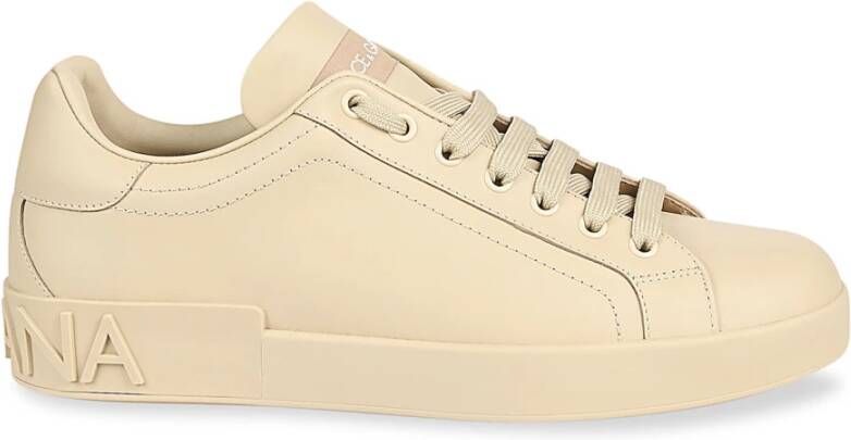 Dolce & Gabbana Beige Platte Schoenen met Logo Hak Beige Heren
