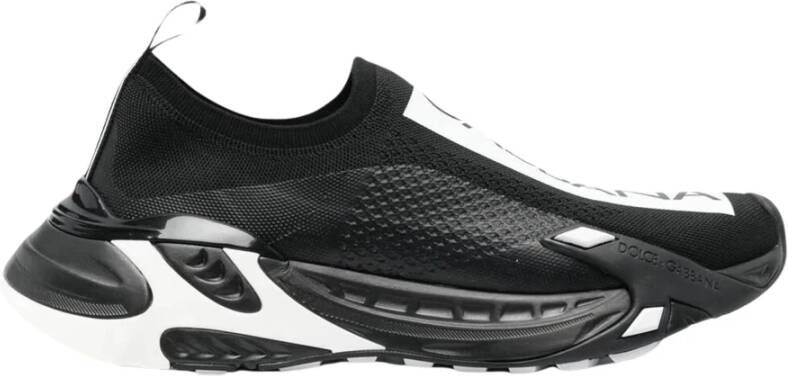 Dolce & Gabbana Zwarte Slip-On Sneakers met Ultralichte Zool en Stretch Mesh Design Black Dames