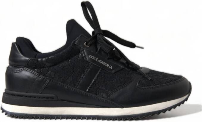 Dolce & Gabbana Sneakers met Bloemenkant Black Dames