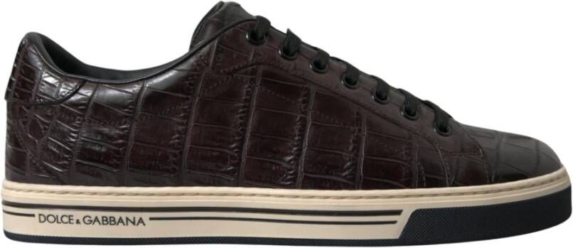 Dolce & Gabbana Bruine Croc Leren Casual Sneakers Brown Dames