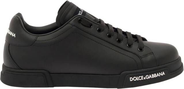 Dolce & Gabbana Portofino Sneakers Leer Zwart Black Heren
