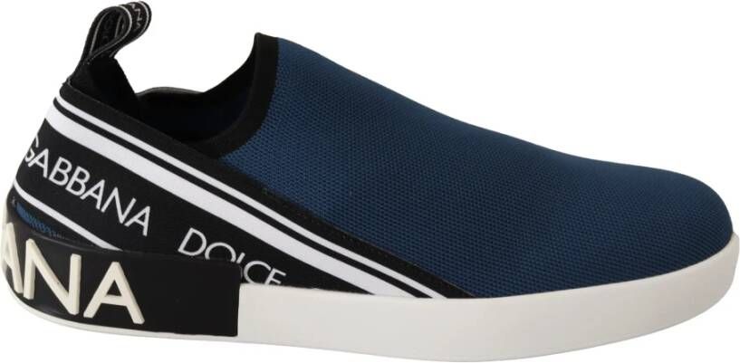 Dolce & Gabbana Blauwe Stretch Logo Loafers Sneakers Blue Heren