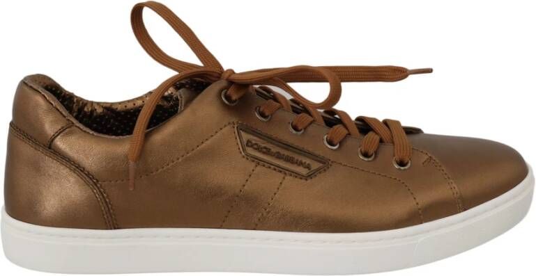 Dolce & Gabbana Gouden Metallic Leren Casual Sneakers Brown Heren - Foto 3