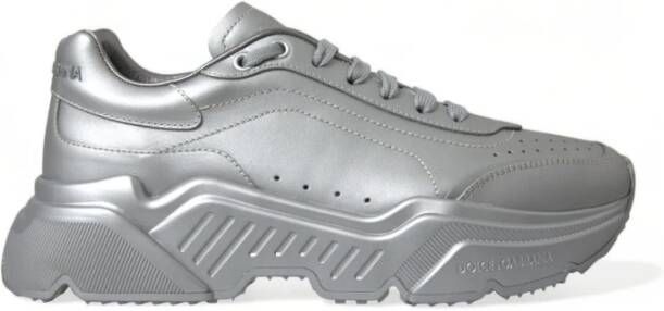 Dolce & Gabbana Zilver Leren Casual Sneakers Schoenen Gray Dames