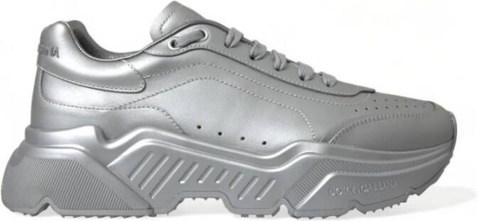 Dolce & Gabbana Zilver Leren Casual Sneakers Schoenen Gray Dames