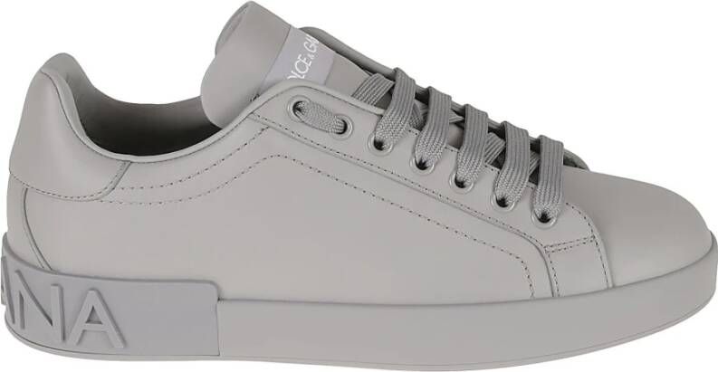 Dolce & Gabbana Verhoog je Sneaker Game met Sneaker Bassa Vitello Nappato Gray Heren