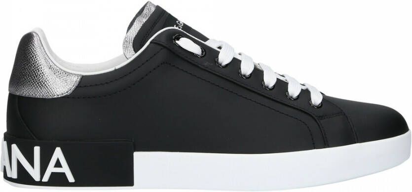 Dolce & Gabbana Portifino klassieke sneakers heren leer leer rubber 39.5 Zwart