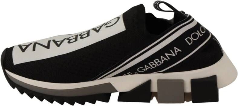 Dolce & Gabbana Black White Sorrento Sport Stretch Sneakers Zwart Heren