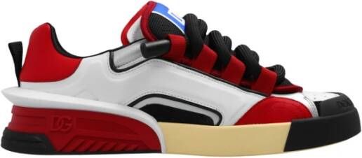 Dolce & Gabbana Rode witte en zwarte leren sneakers Multicolor Heren