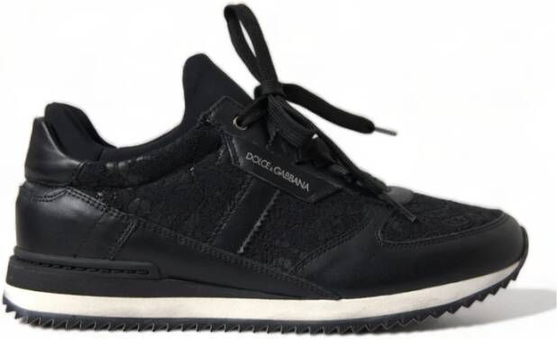 Dolce & Gabbana Sneakers met Bloemenkant Black Dames