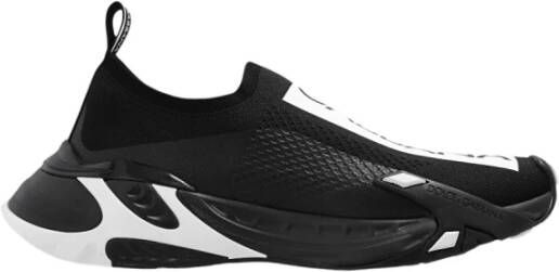Dolce & Gabbana Zwarte Slip-On Sneakers met Ultralichte Zool en Stretch Mesh Design Black Dames